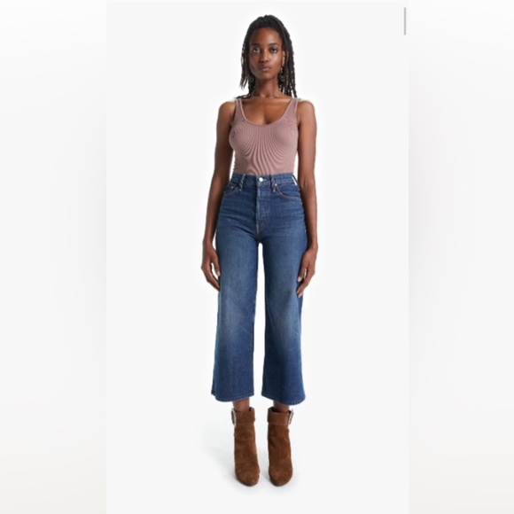 NWT Mother Superior Tomcat roller shorty cropped wide leg jeans size 29 - Picture 2 of 11